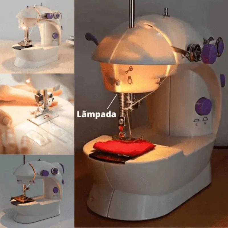 Máquina de Costura Portátil com Pedal Elétrico Bivolt - 110V/220V