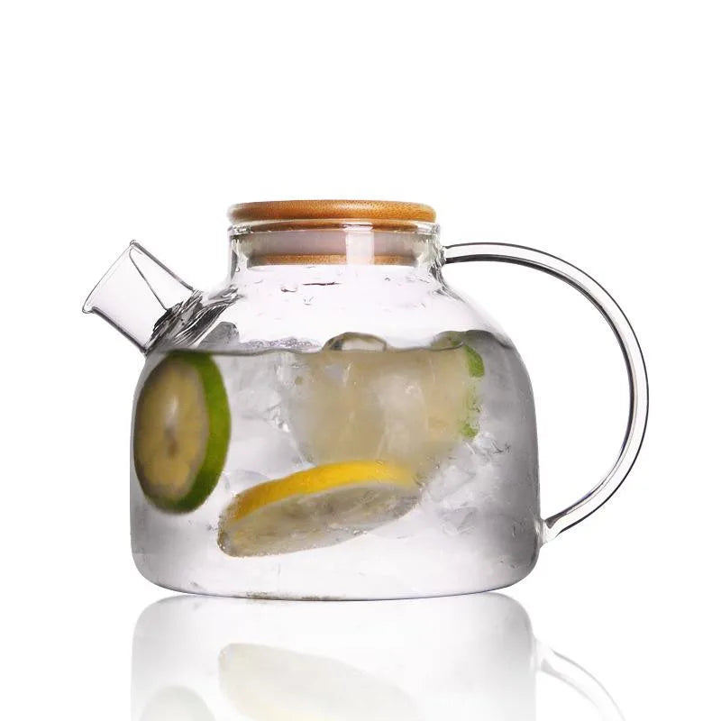 Chaleira de Vidro Borosilicato Transparente 1,0 e 1,8L - Resistente ao Calor, Grande e Elegante, Ideal para Chá  - Perfeita para Escritório e Uso Doméstico