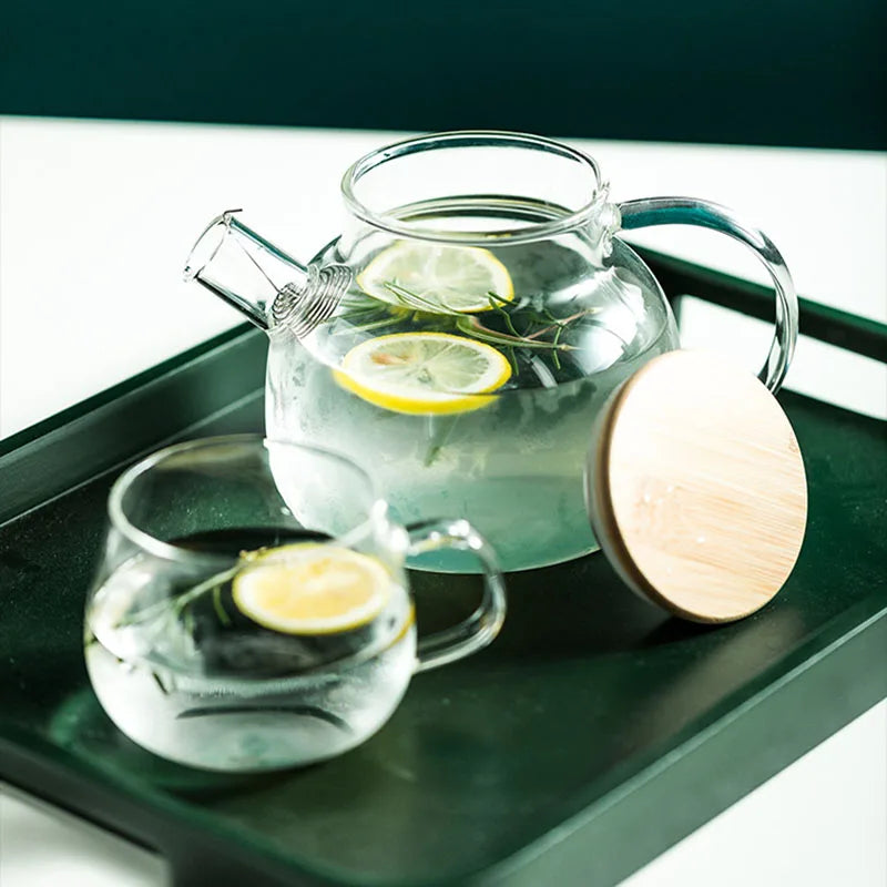 Chaleira de Vidro Borosilicato Transparente 1,0 e 1,8L - Resistente ao Calor, Grande e Elegante, Ideal para Chá  - Perfeita para Escritório e Uso Doméstico