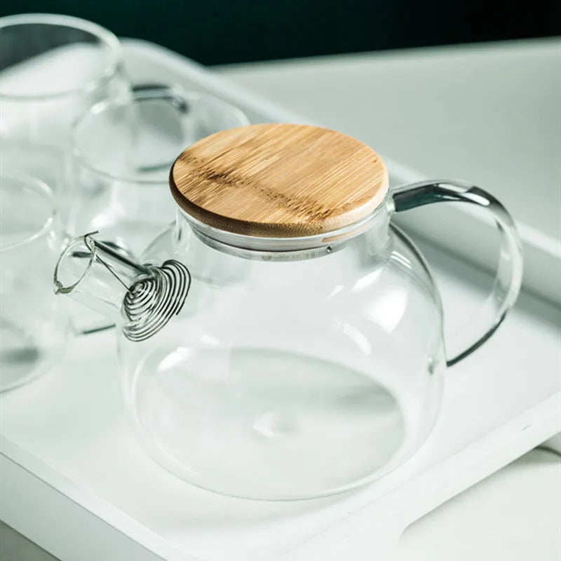 Chaleira de Vidro Borosilicato Transparente 1,0 e 1,8L - Resistente ao Calor, Grande e Elegante, Ideal para Chá  - Perfeita para Escritório e Uso Doméstico