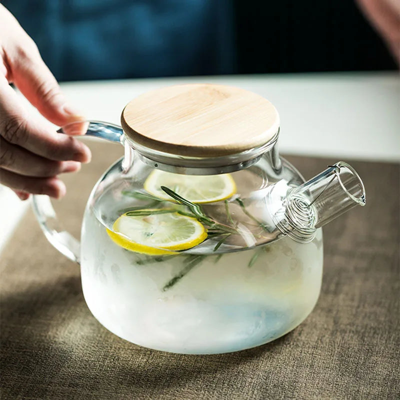 Chaleira de Vidro Borosilicato Transparente 1,0 e 1,8L - Resistente ao Calor, Grande e Elegante, Ideal para Chá  - Perfeita para Escritório e Uso Doméstico