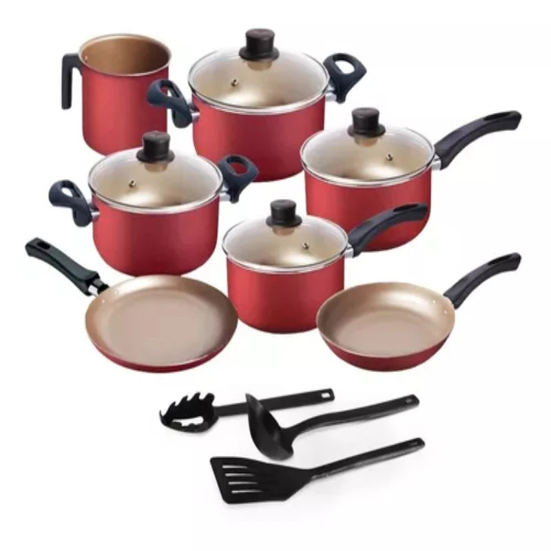 Conjunto de Panelas Antiaderentes de 10 Peças Cereja - Ditália Elegan