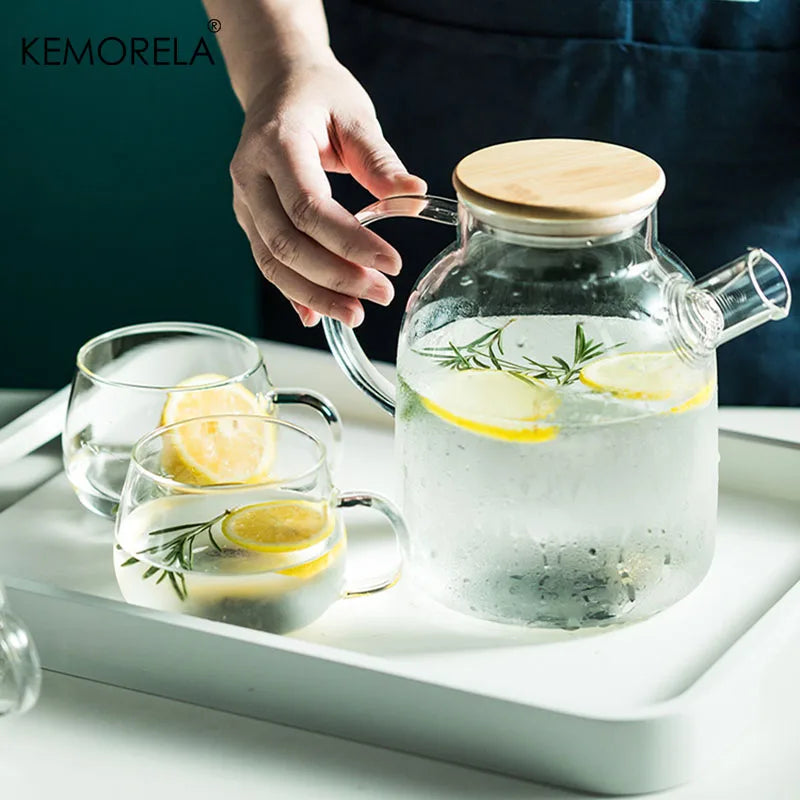Chaleira de Vidro Borosilicato Transparente 1,0 e 1,8L - Resistente ao Calor, Grande e Elegante, Ideal para Chá  - Perfeita para Escritório e Uso Doméstico