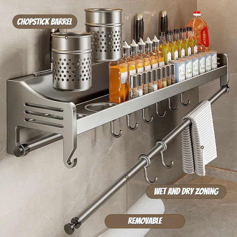 Prateleira Organizadora de Cozinha para Parede – Porta-Temperos e Utensílios