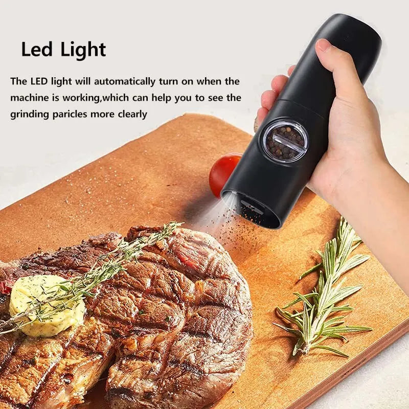 Moedor Elétrico de Sal e Pimenta com Base de Carregamento e Luz LED 2 pçs