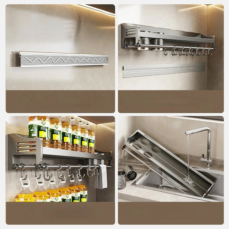 Prateleira Organizadora de Cozinha para Parede – Porta-Temperos e Utensílios