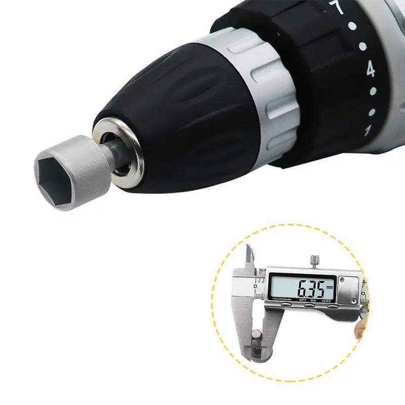 Conjunto de 9 Peças - Soquetes Hexagonais de 5mm a 13mm com Adaptadores para Parafusadeiras e Chaves de Fenda