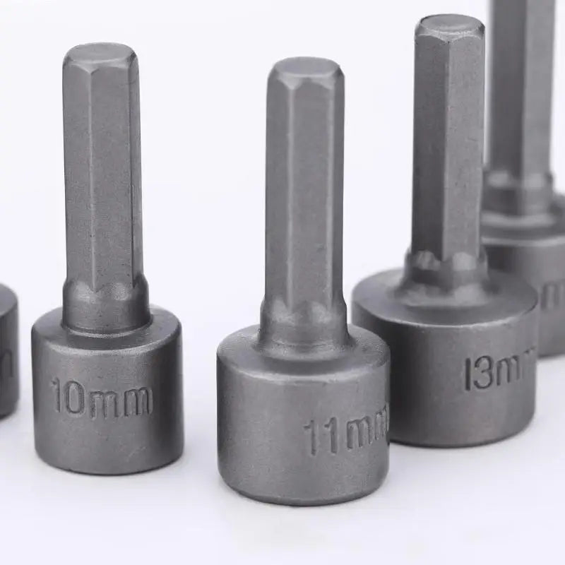 Conjunto de 9 Peças - Soquetes Hexagonais de 5mm a 13mm com Adaptadores para Parafusadeiras e Chaves de Fenda