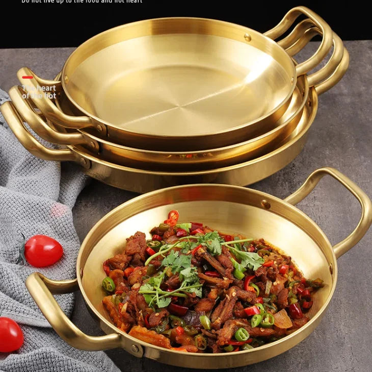 Panela de Paella de Aço Inoxidável Dourada