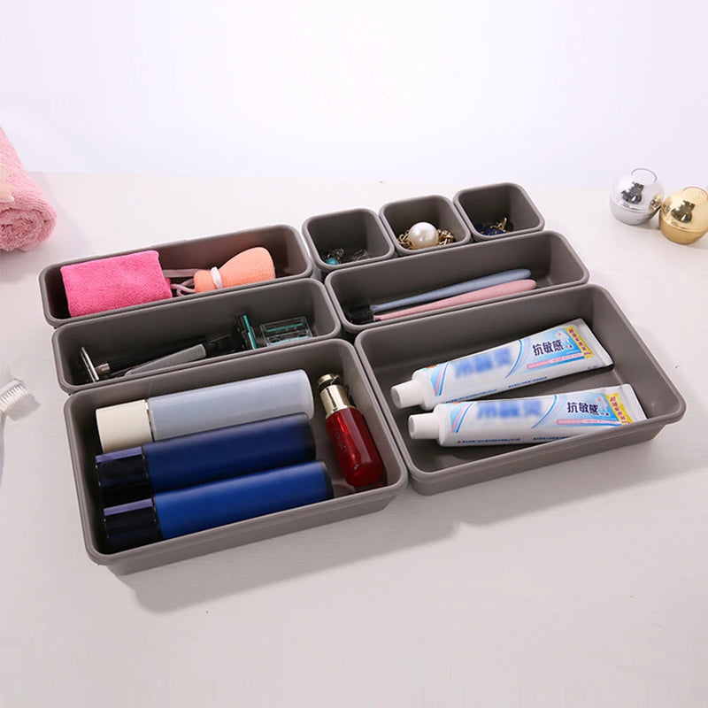 Conjunto de 8 Peças - Organizador Ajustável de Gavetas para Maquiagem, Cosméticos, Utensílios e Bijuterias