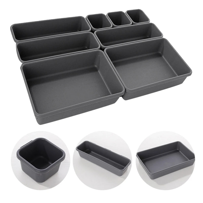 Conjunto de 8 Peças - Organizador Ajustável de Gavetas para Maquiagem, Cosméticos, Utensílios e Bijuterias