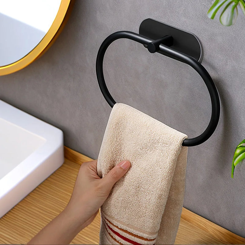Conjunto de Acessórios para Banheiro - 4 Peças: Suportes de Toalha, Porta Papel Higiênico, Gancho Adesivo