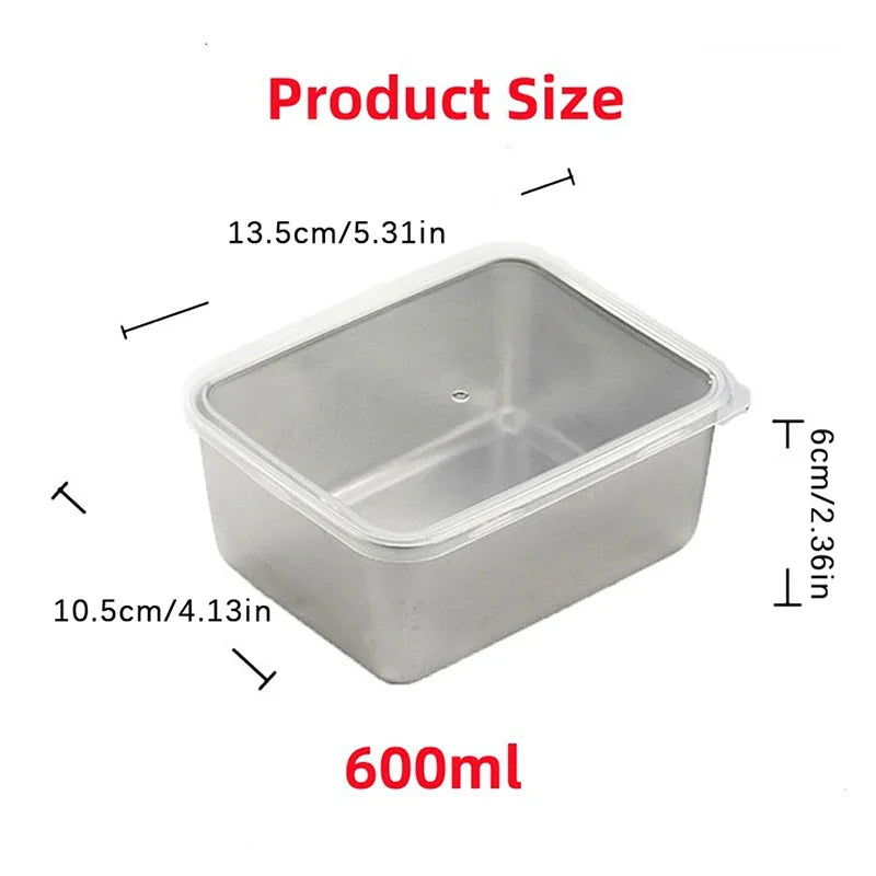 Conjunto de 2 Caixas de Armazenamento em Aço Inoxidável para Geladeira – Congelamento e Conservação de Alimentos