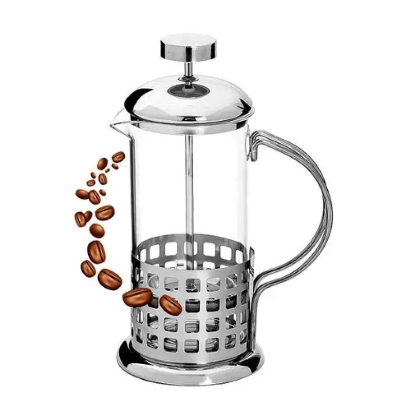 CAFETEIRA FRANCESA EM INOX MAQUINA DE CAFÉ 350ML PRENSA CHALEIRA EM VIDRO CREME