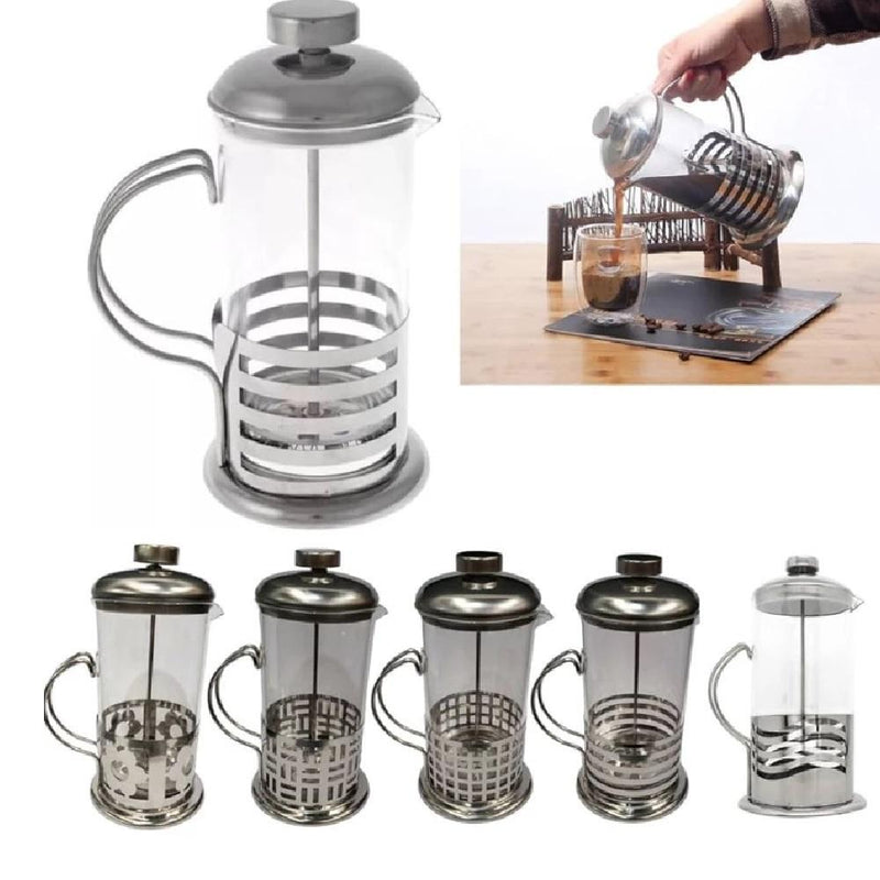 CAFETEIRA FRANCESA EM INOX MAQUINA DE CAFÉ 350ML PRENSA CHALEIRA EM VIDRO CREME